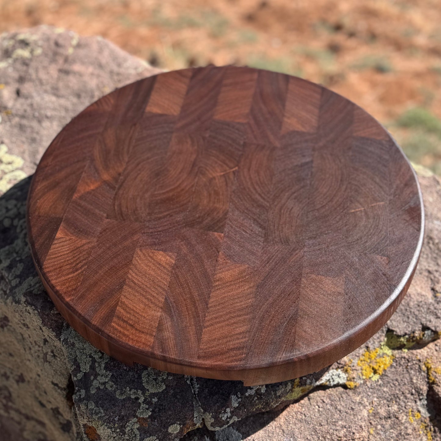 Round Black Walnut Edge Grain Cutting Board
