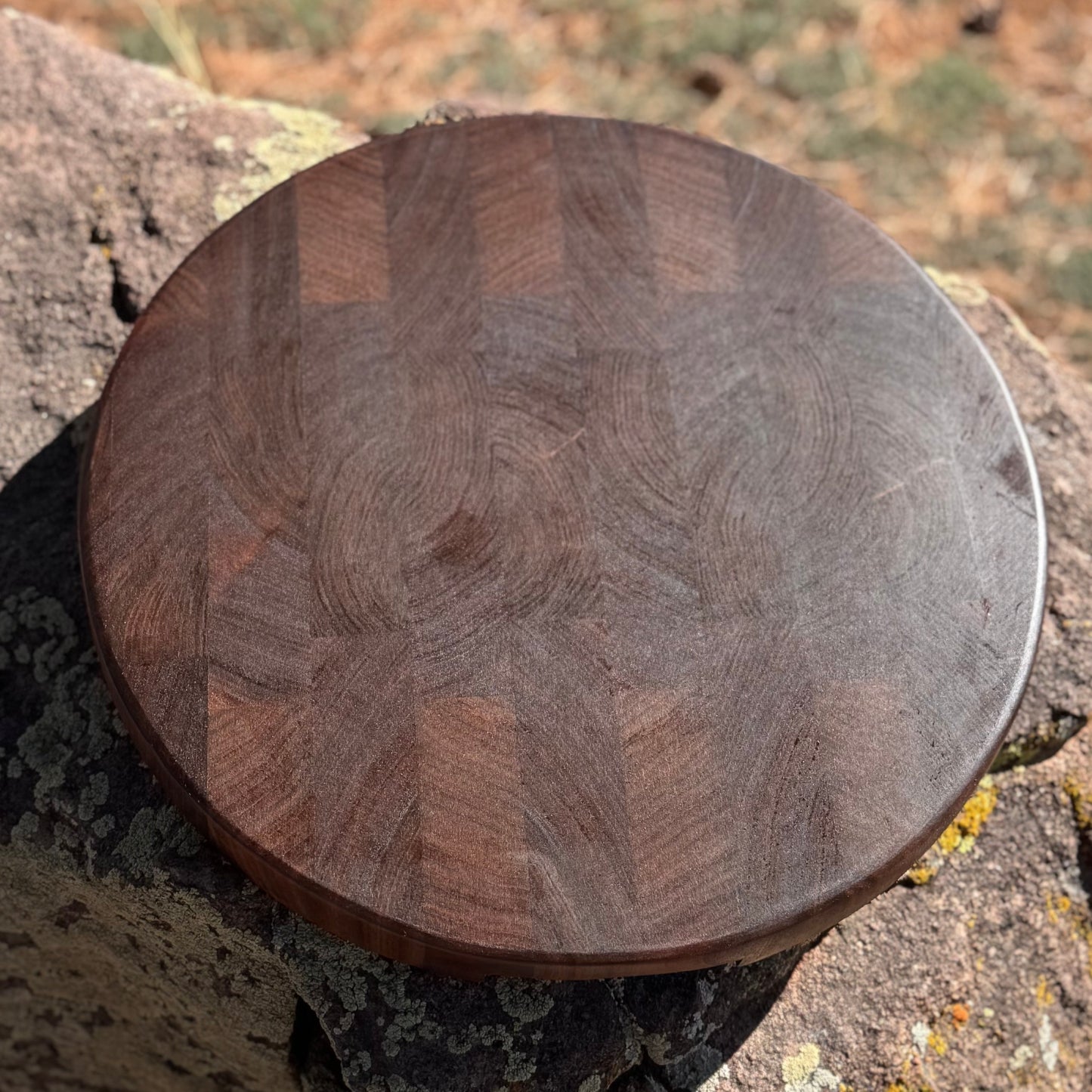 Round Black Walnut Edge Grain Cutting Board