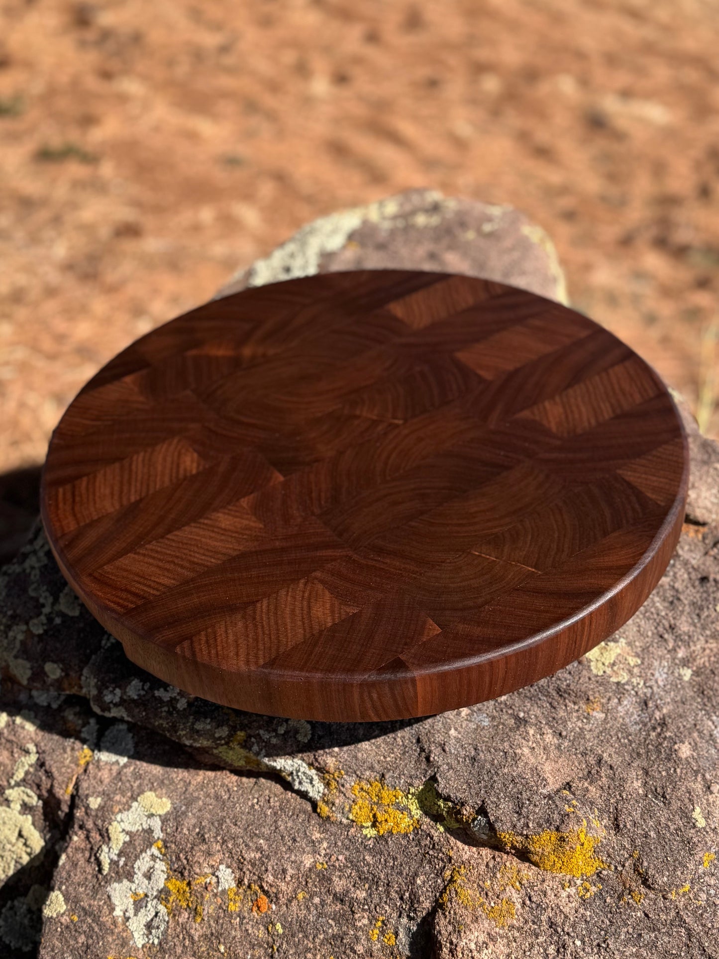 Round Black Walnut Edge Grain Cutting Board