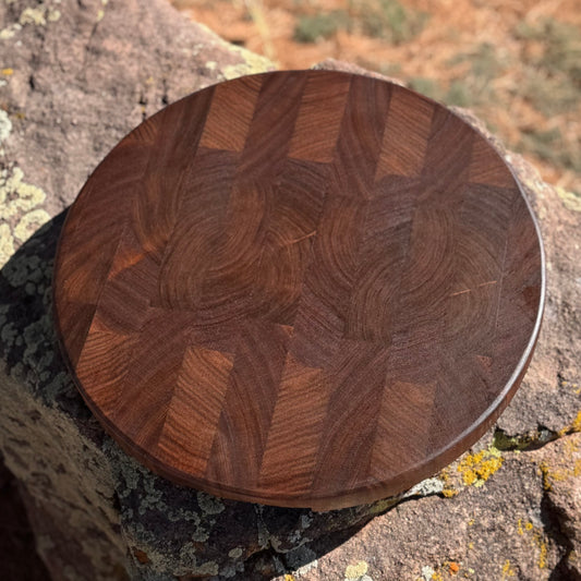 Round Black Walnut Edge Grain Cutting Board