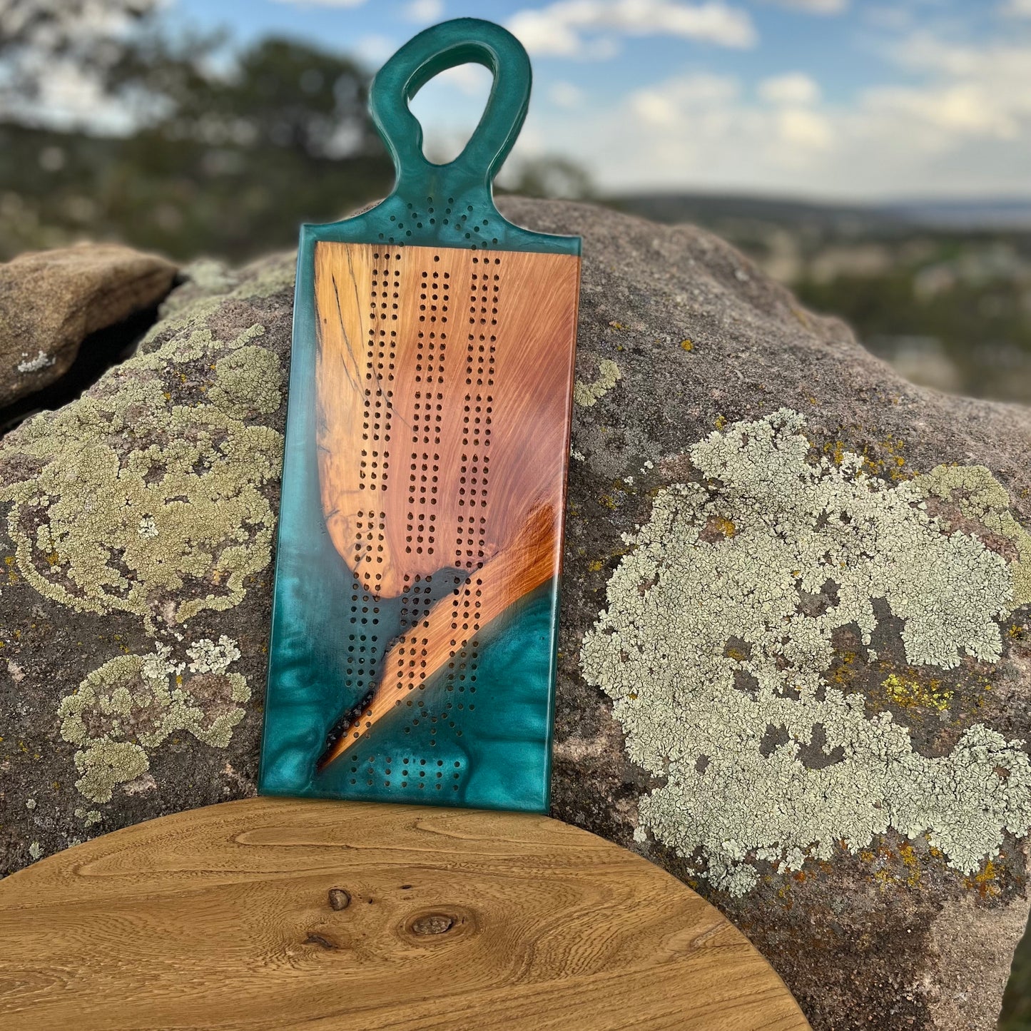 Resin Handle Cribbage Board