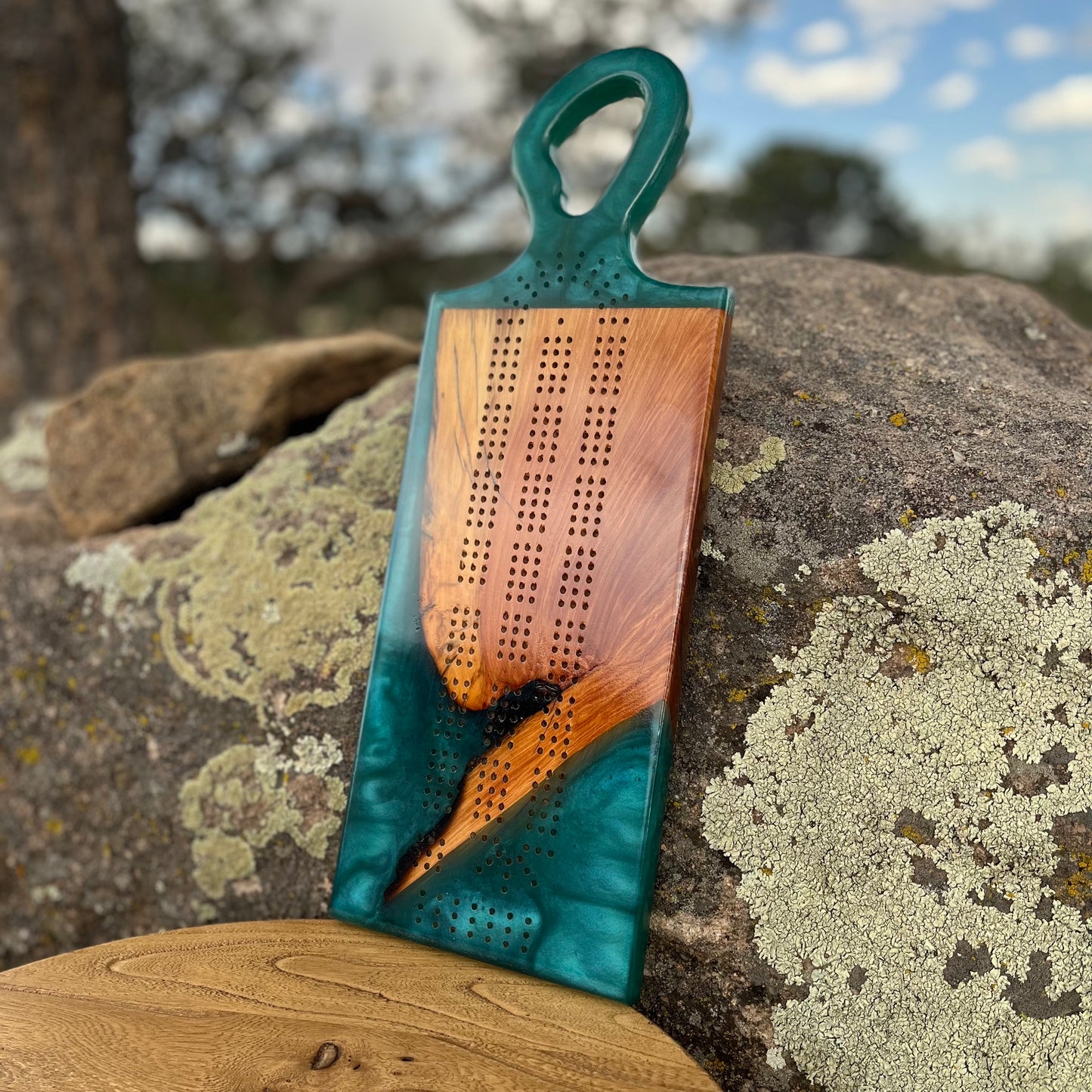 Resin Handle Cribbage Board