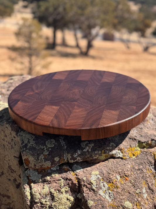Round Black Walnut Edge Grain Cutting Board